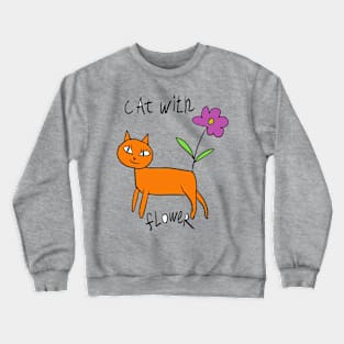 Cat with flower Crewneck Sweatshirt